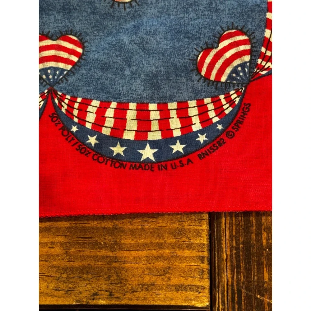 Springs Bandana Red Blue Excellent Americana Hearts Bunting Made in USA RN15582